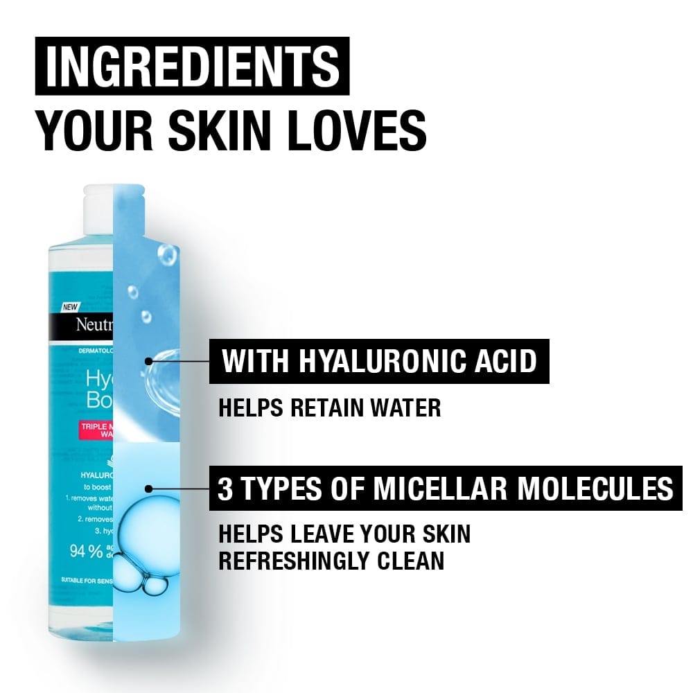 Neutrogena Hydro Boost Triple Micellar Water 400ml / 13.5 fl oz 3 Pack