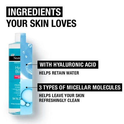 Neutrogena Hydro Boost Triple Micellar Water 400ml / 13.5 fl oz 3 Pack