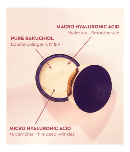 Nivea Cellular Expert Lift Pure Bakuchiol + HA Anti-Age Night Face Cream 50ml / 1.7 fl oz - 3 Pack