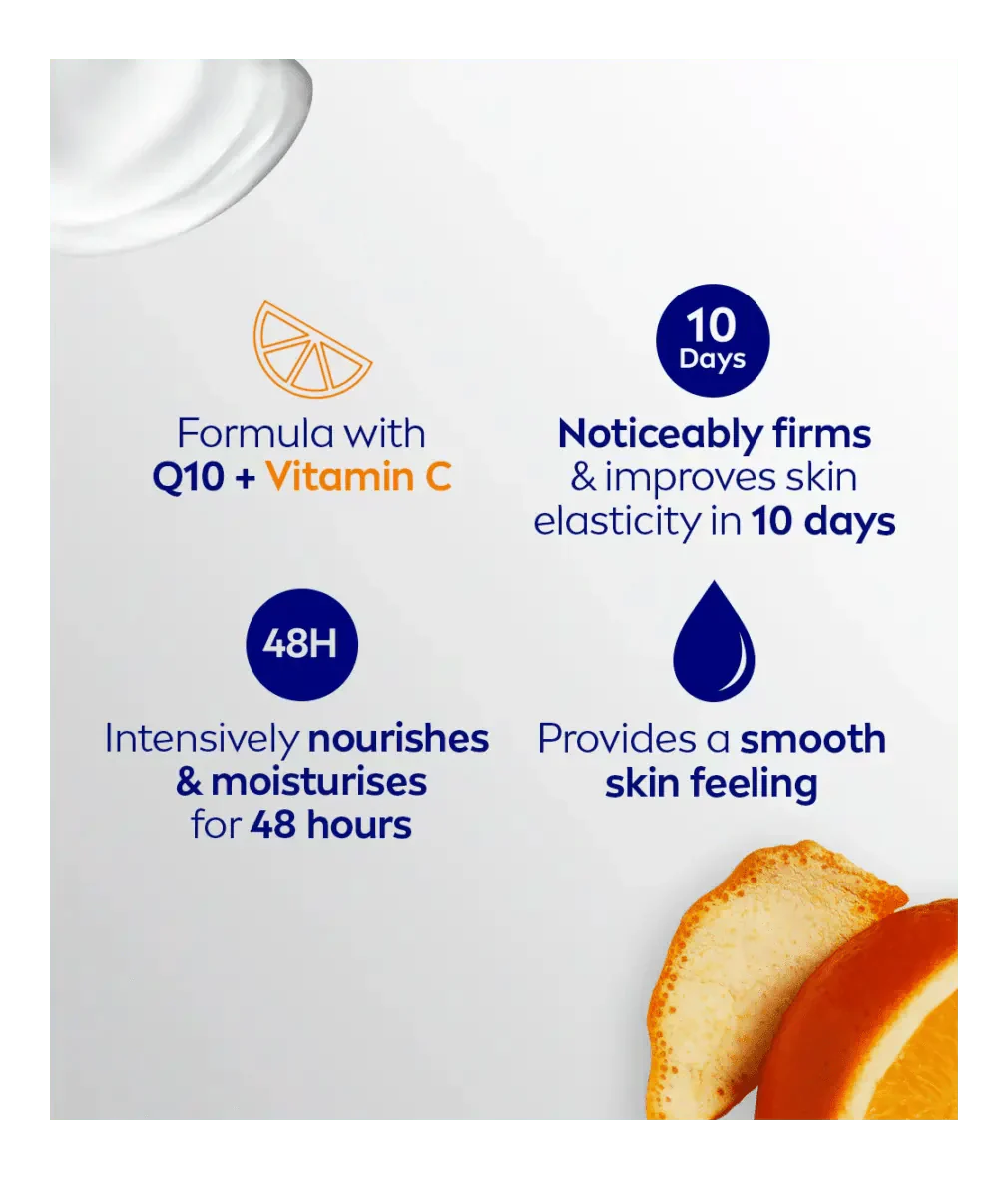 Nivea Q10 + Vitamin C Firming Body Lotion for Dry Skin 400ml / 13.5 fl oz - 3 Pack