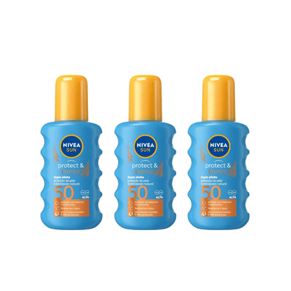 Nivea Sun Protect &amp; Bronze Tan Activating Sun Cream Spray SPF50 200ml / 6.8 fl.oz - 3 Pack