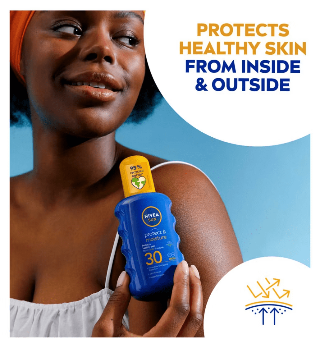 Nivea Sun Protect &amp; Moisture Sun Cream Spray SPF30 200ml / 6.8 fl.oz - 3 Pack