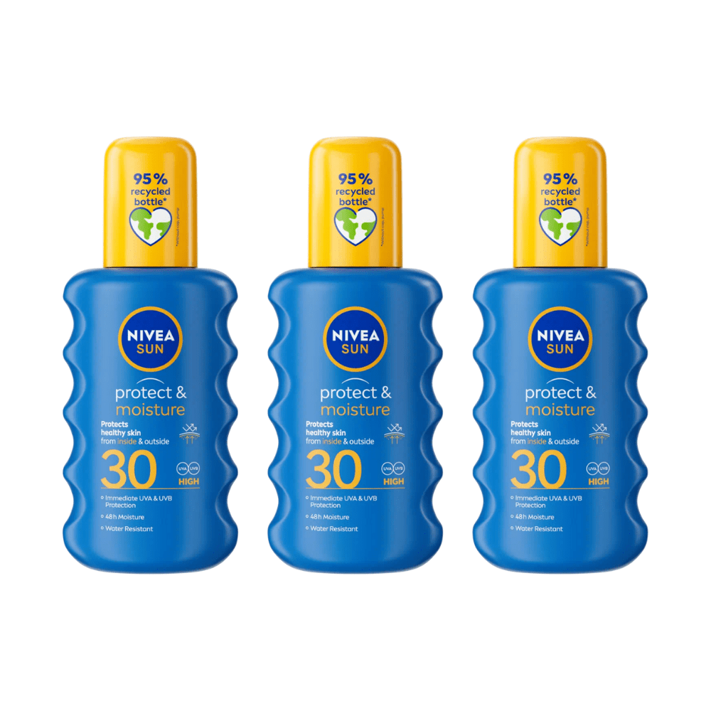 Nivea Sun Protect & Moisture Sun Cream Spray SPF30 200ml / 6.8 fl.oz - 3 Pack
