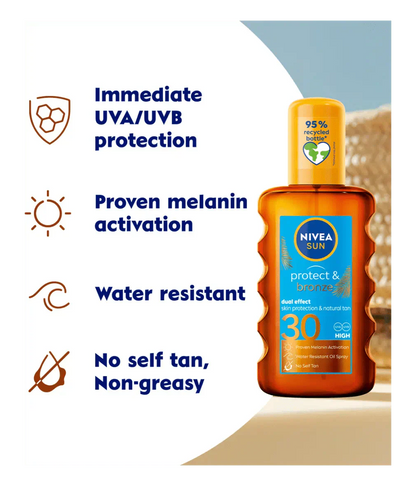 Nivea Sun Tan Activating Oil SPF30 Protect&amp;Bronze 200ml / 6.8 fl.oz