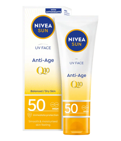 Nivea Sun UV Face Q10 Anti-Age Sun Cream SPF50 50ml / 1.7 fl oz - 3 Pack