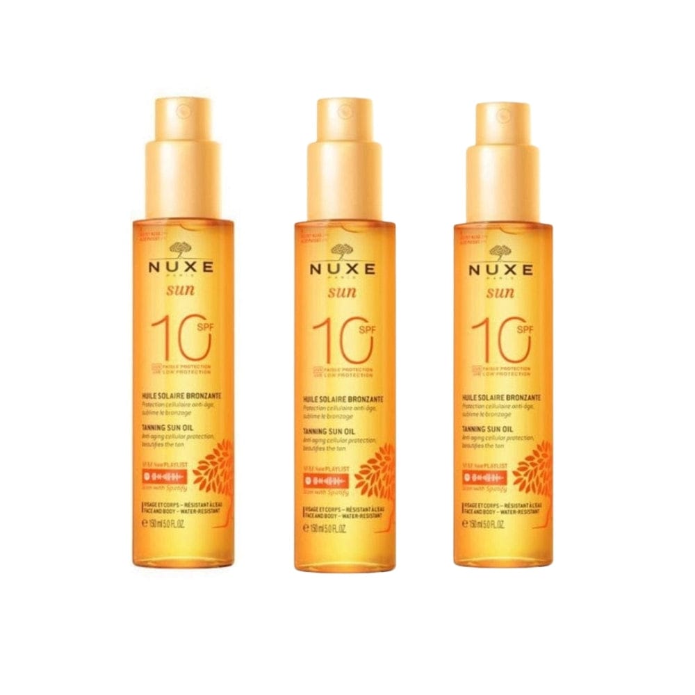Nuxe Sun Tanning Oil Face &amp; Body SPF10 150 ml 3 Pack