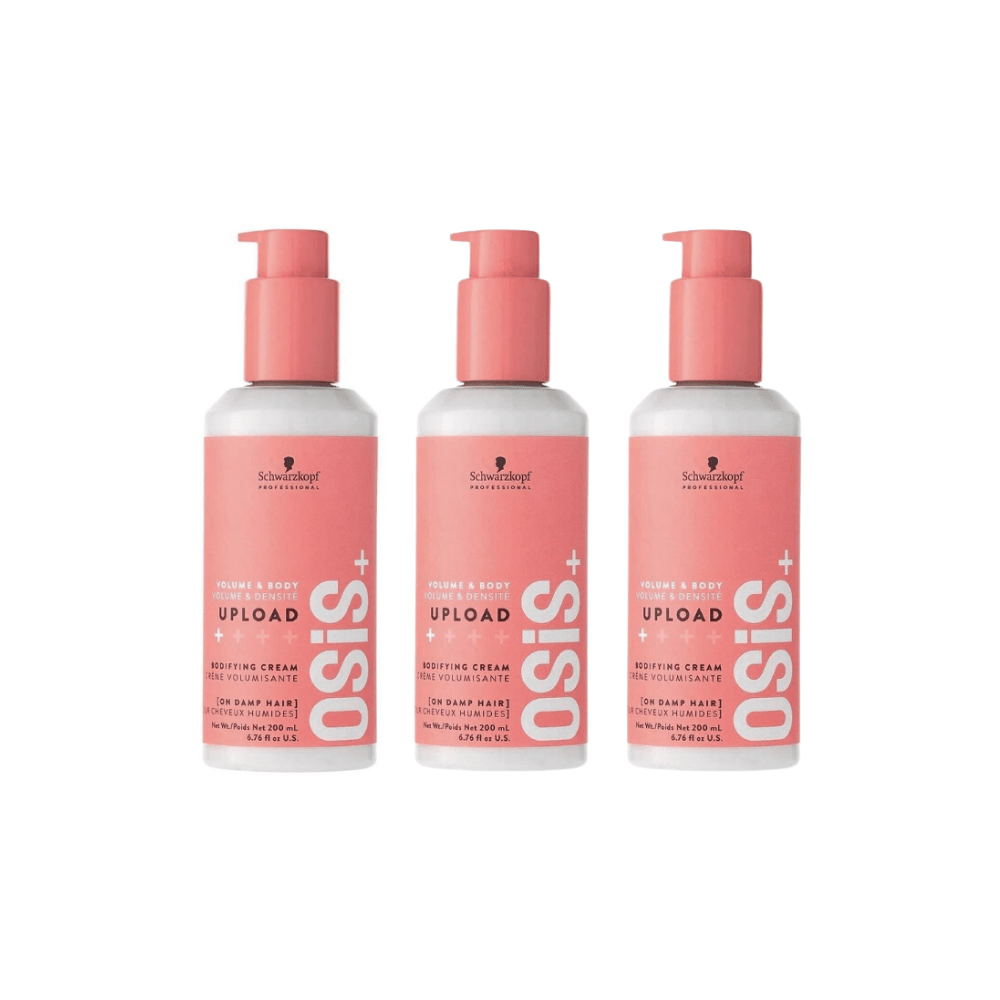 Schwarzkopf Osis Upload Volumizing Cream 200ml | Volumizing from Bottom to End with Protection Against Frizz &amp; Heat 3 Pack