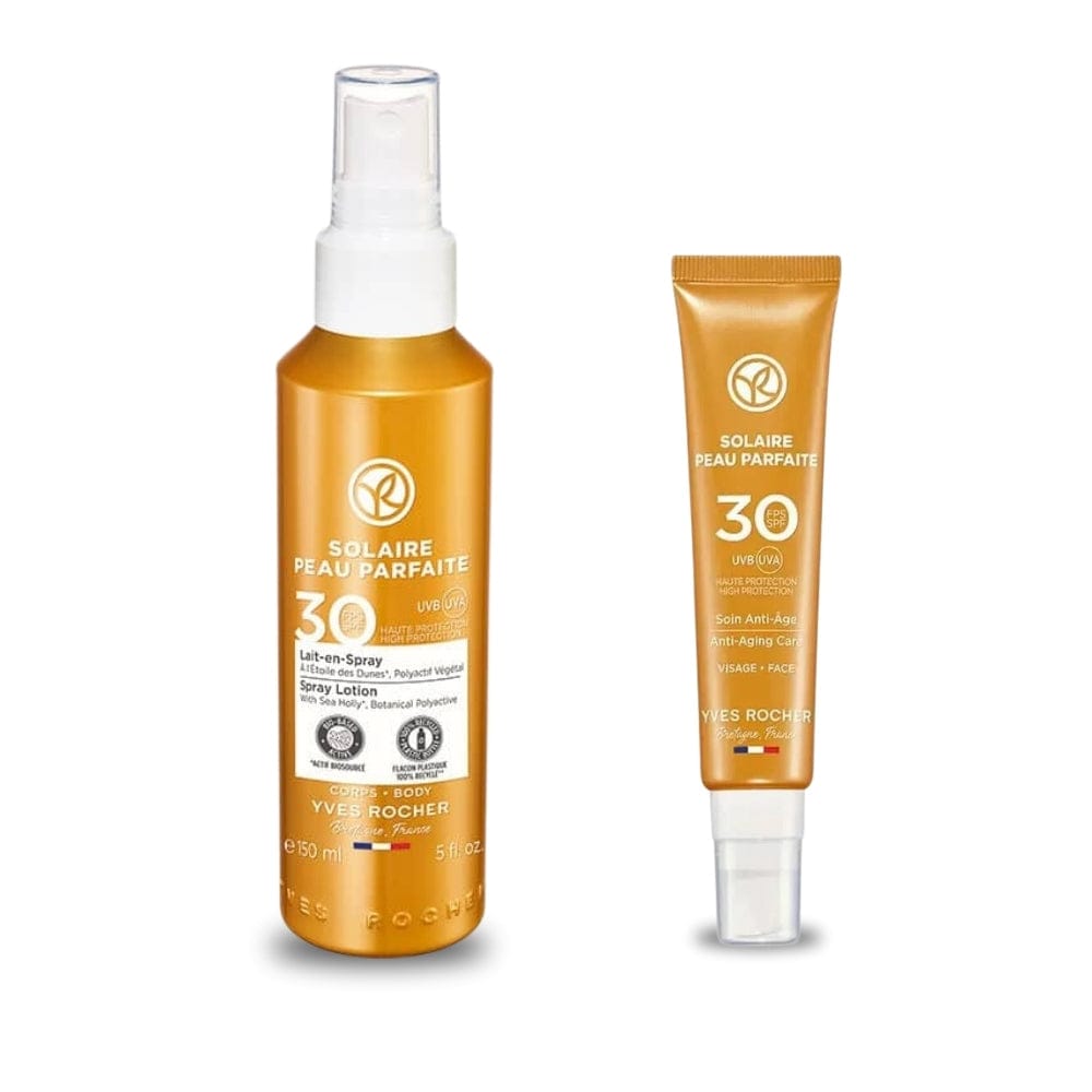 Yves Rocher Solaire Peau Parfaite Body Sun Spray SPF 30 150 ml &Solaire Peau Parfaite Spf 30 Anti Aging Sunscreen 40 ml