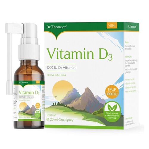 Dr.Thomson 1000 UI D3 Vitamini İçeren Takviye Edici Gıda Sprey 20 ml - Melori