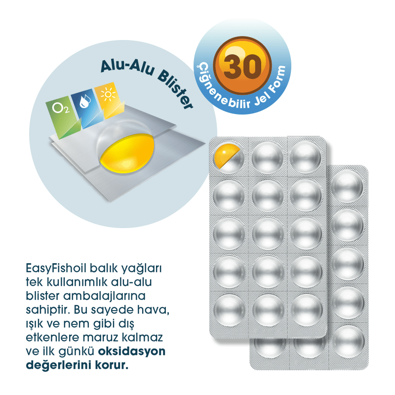 Easy Fish Oil Portakal ve Limon Aromalı Balık Yağı ve D Vitamini 30 Çiğnenebilir Form - Melori