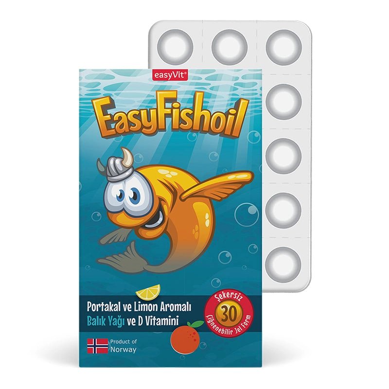 Easy Fish Oil Portakal ve Limon Aromalı Balık Yağı ve D Vitamini 30 Çiğnenebilir Form - Melori