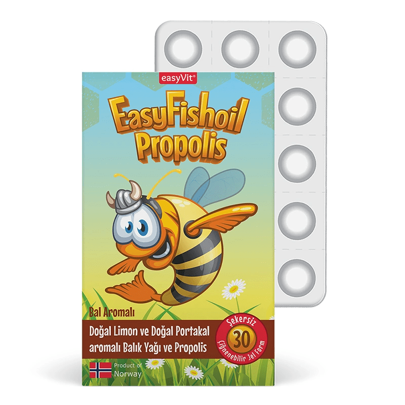 Easy Fish Oil Propolis 30 Çiğnenebilir Jel - Bal Aromalı - Melori