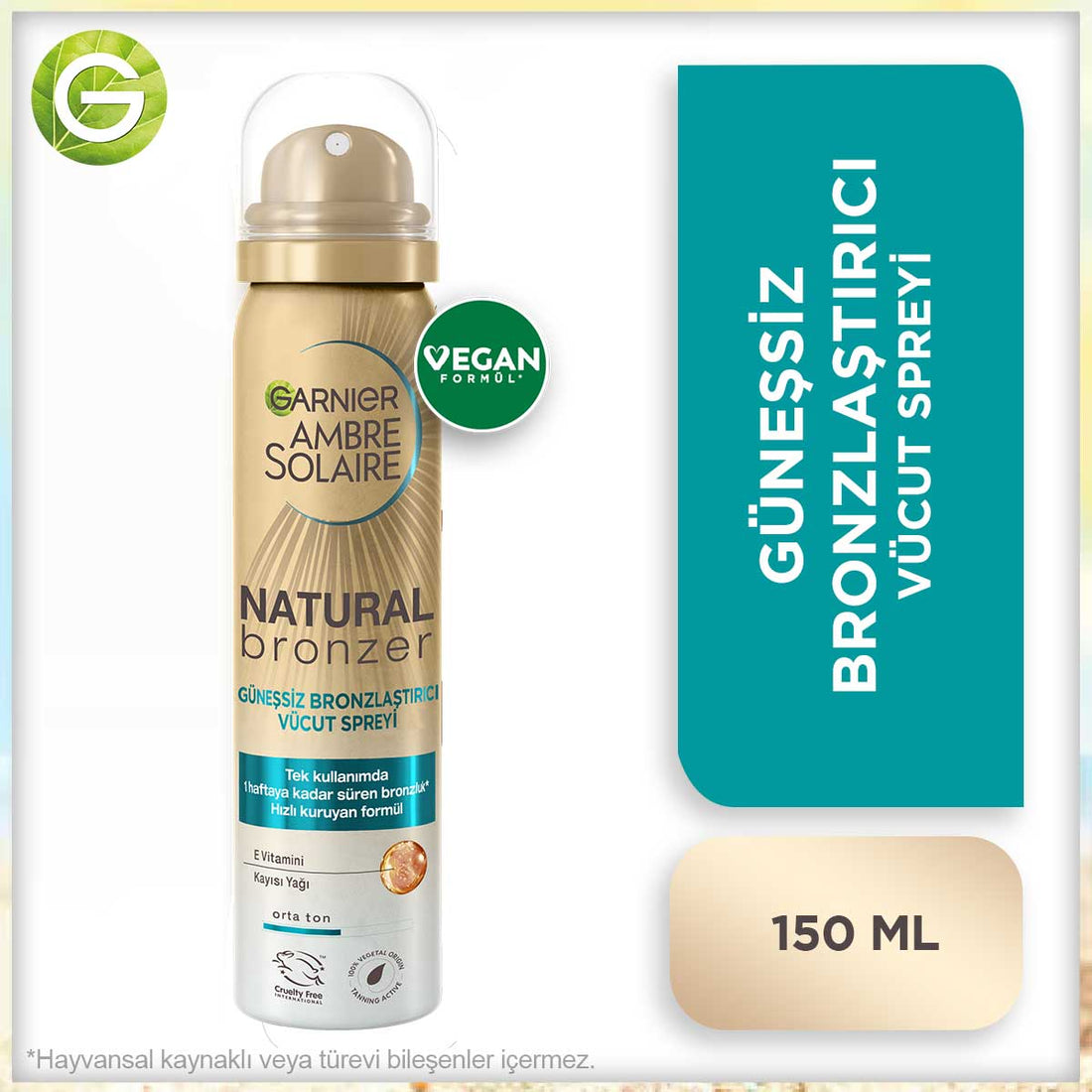 Garnier Ambre Solaire Natural Bronzer Güneşsiz Bronzlaştırıcı Sprey 150ml - Melori