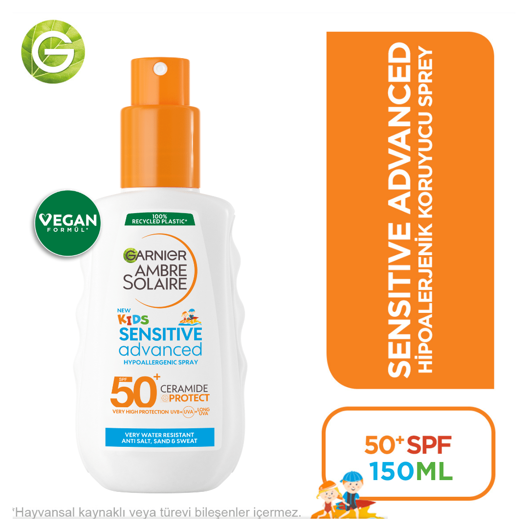 Garnier Ambre Solaire Sensitive Advanced Çocuk Hipoalerjenik Güneş Koruyucu Sprey SPF50+ 150ML - Melori