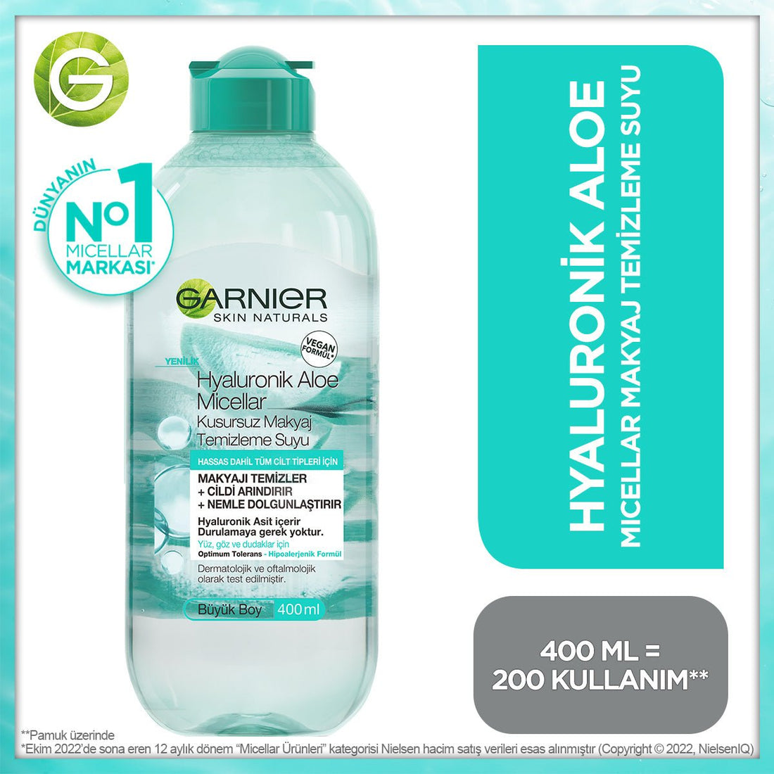 Garnier Hyaluronik Aloe Micellar Kusursuz Makyaj Temizleme Suyu 400 ml - Melori