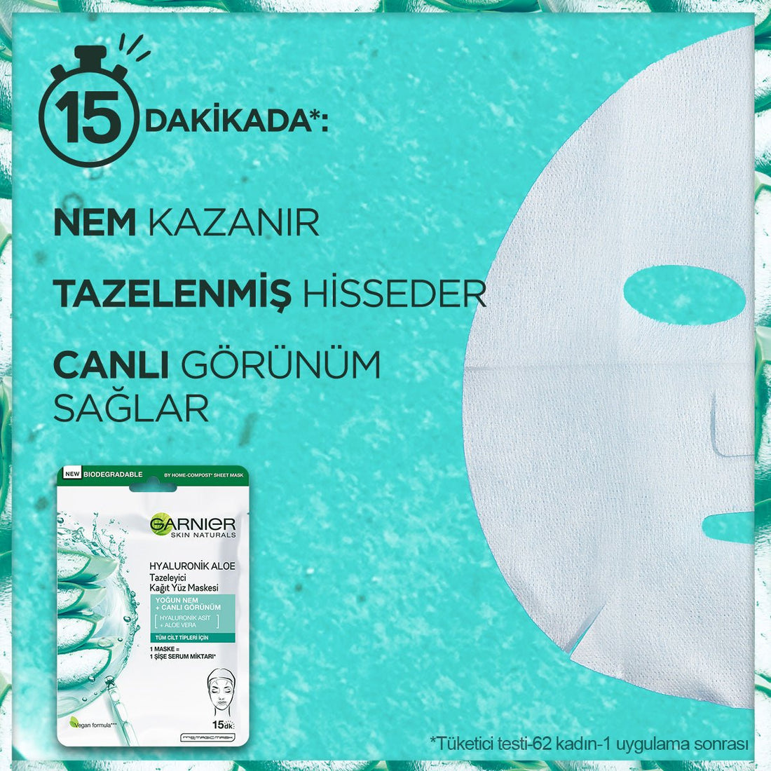 Garnier Hyaluronik Aloe Tazeleyici Kağıt Yüz Maskesi - Melori
