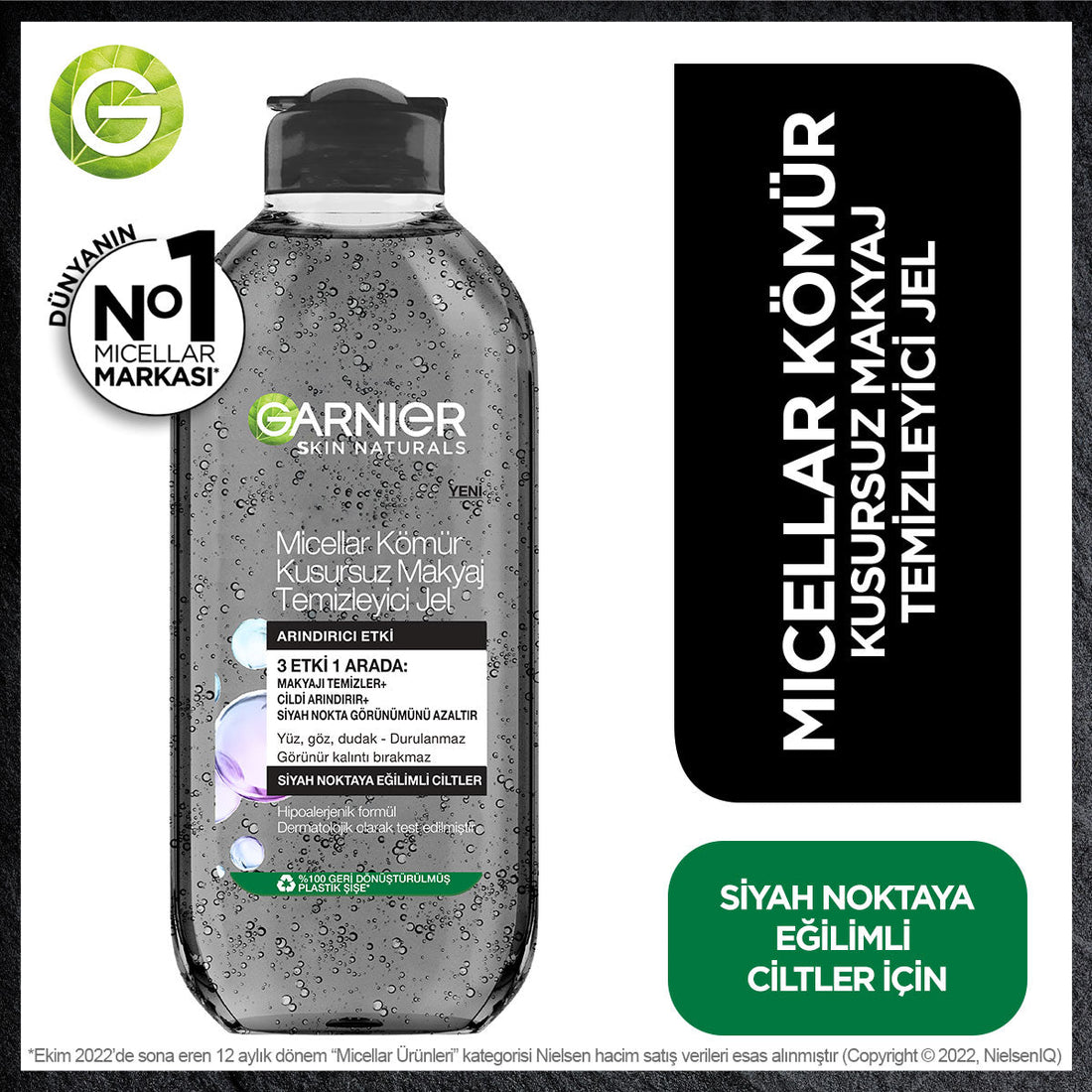 Garnier Micellar Kömür Kusursuz Makyaj Temizleyici Jel 400 ml - Melori