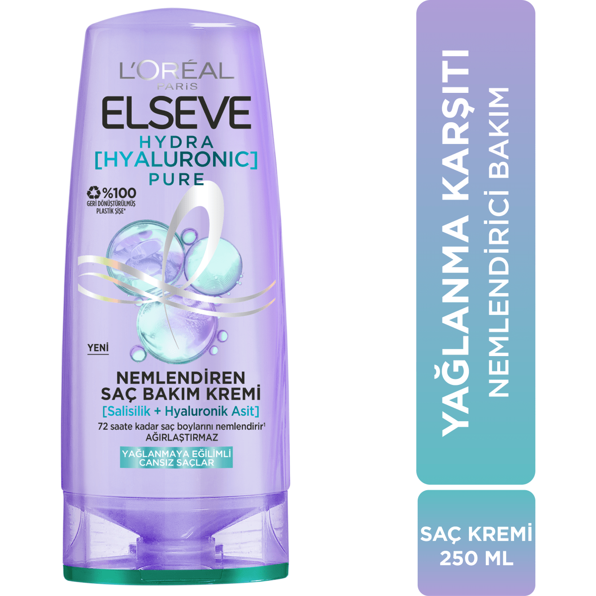 Loreal Paris Elseve Hydra [Hyaluronic] Pure Salisilik Asit içeren Yağlanma Karşıtı Nemlendirici Saç Kremi 250ml - Melori