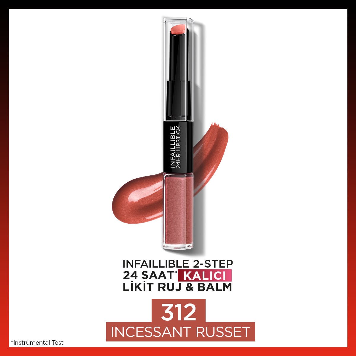Loreal Paris Infaillible 2 - Step 24 Saat Kalıcı Likit Ruj &amp; Balm - 312 Incessant Russet - Melori