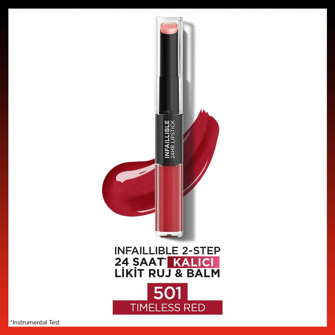 Loreal Paris Infaillible 2 - Step 24 Saat Kalıcı Likit Ruj & Balm - 501 Timeless Red - Melori