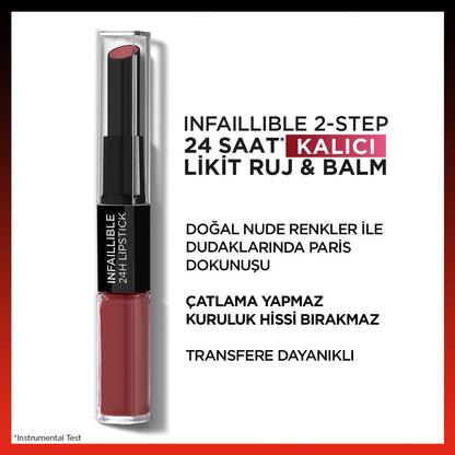 Loreal Paris Infaillible 2 - Step 24 Saat Kalıcı Likit Ruj &amp; Balm - 801 Toujours Toffee - Melori