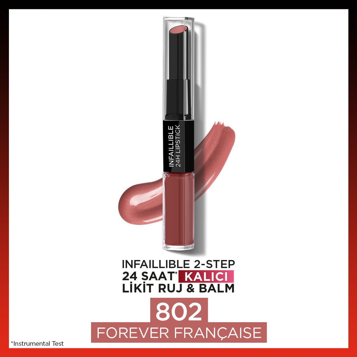 Loreal Paris Infaillible 2 - Step 24 Saat Kalıcı Likit Ruj &amp; Balm - 802 Forever Française - Melori