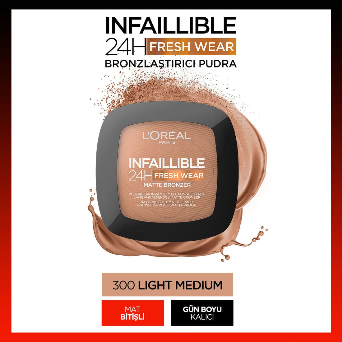 Loreal Paris Infaillible 24H Fresh Wear Bronzlaştırıcı Pudra - 300 Light Medium - Melori