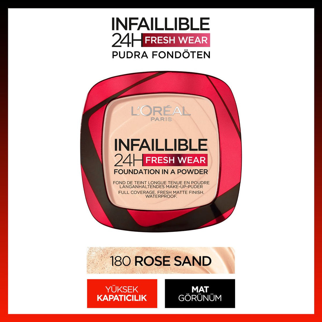 Loreal Paris Infaillible 24H Fresh Wear Pudra Fondöten 180 Rose Sand - Melori