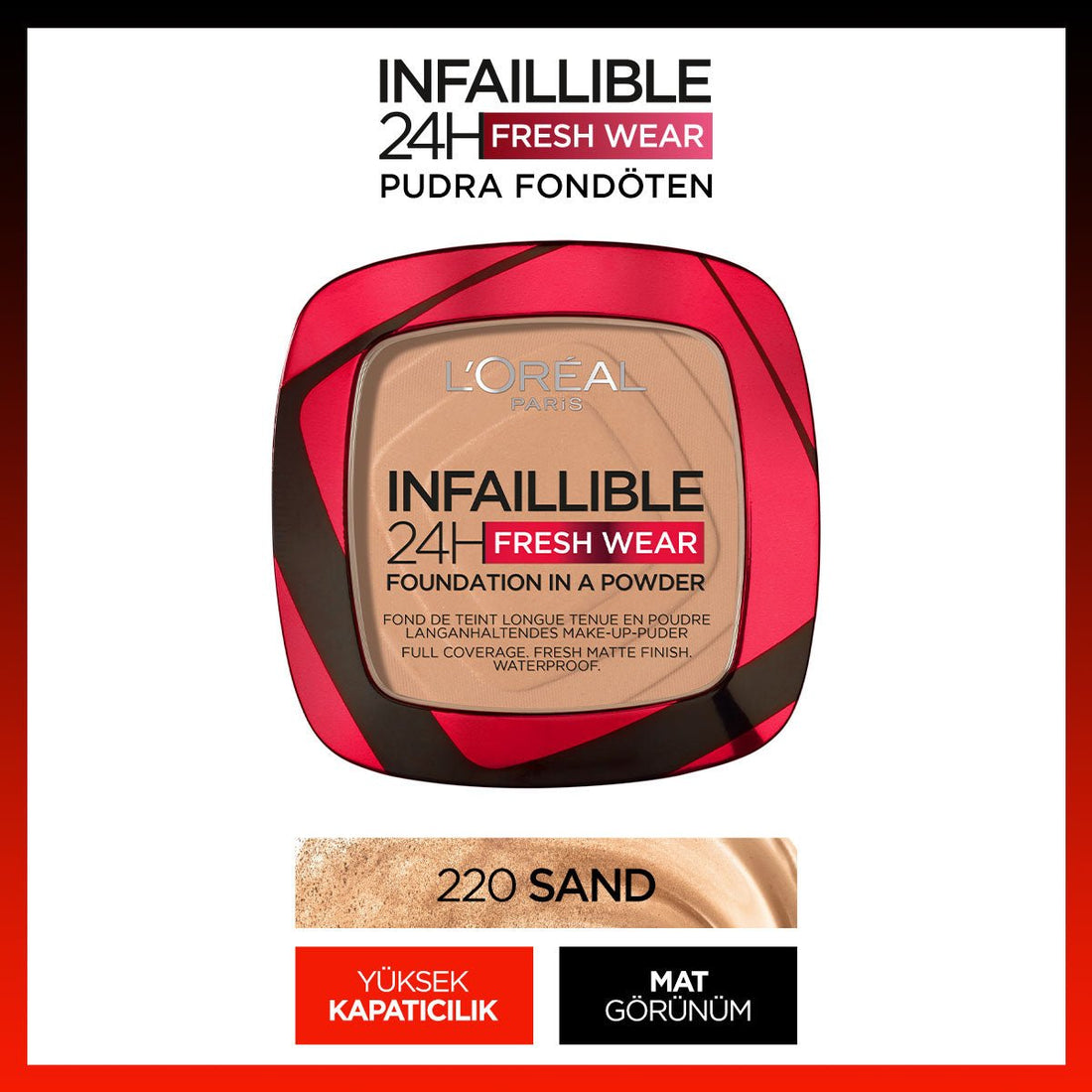 Loreal Paris Infaillible 24H Fresh Wear Pudra Fondöten 220 Sand - Melori