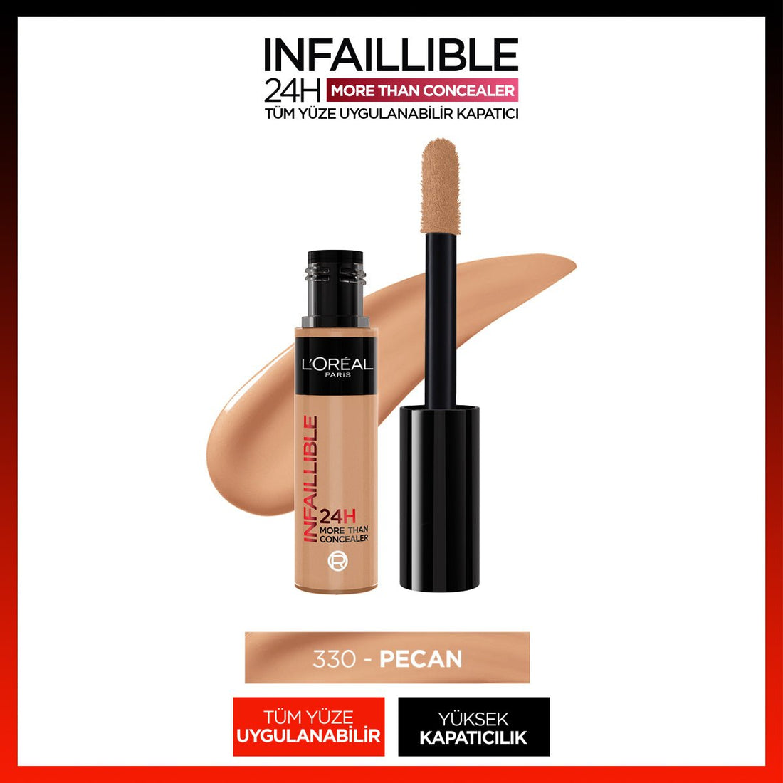 Loreal Paris Infaillible 24H Tüm Yüze Uygulanabilir Kapatıcı - 330 Pecan - Melori