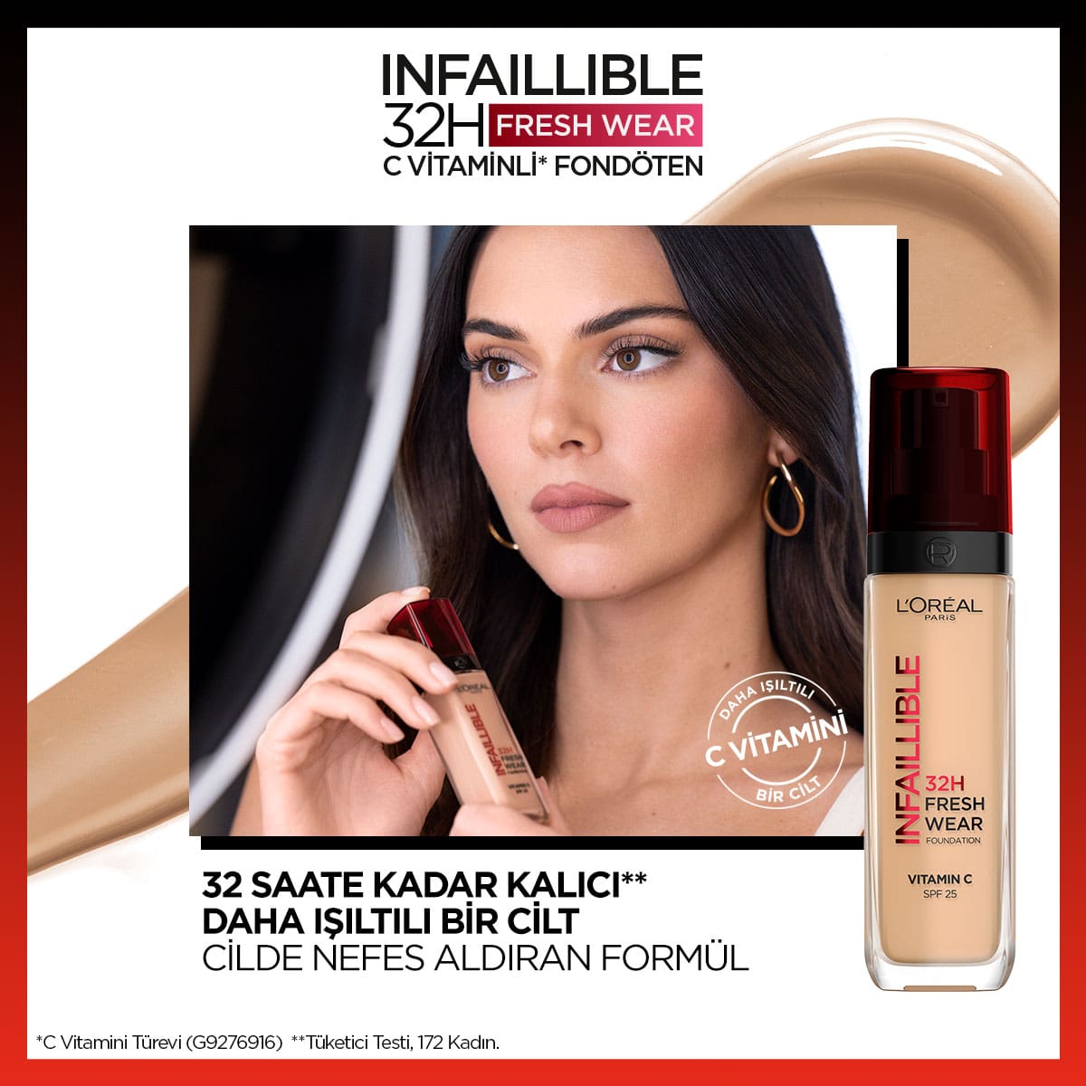 Loreal Paris Infaillible 32H Fresh Wear C Vitaminli Fondöten - 145 Rose Beige - Melori