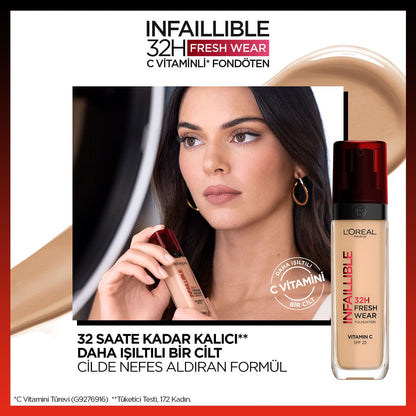 Loreal Paris Infaillible 32H Fresh Wear C Vitaminli Fondöten - 145 Rose Beige - Melori