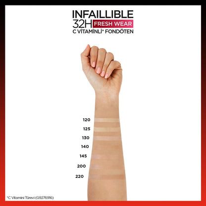 Loreal Paris Infaillible 32H Fresh Wear C Vitaminli Fondöten - 145 Rose Beige - Melori