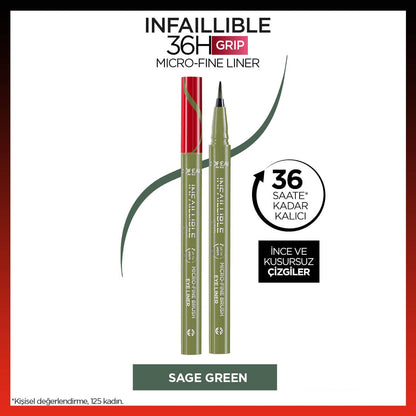 Loreal Paris Infaillible 36H Grip Micro Fine Eyeliner 05 Sage Green - Melori