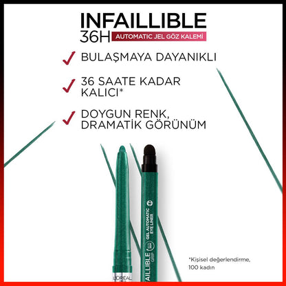 Loreal Paris Infaillible Automatic Jel Göz Kalemi - Zümrüt Yeşili - Melori