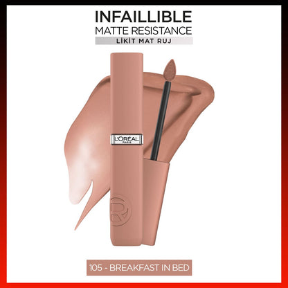 Loreal Paris Infaillible Matte Resistance Likit Mat Ruj - 105 Breakfast In Bed - Melori