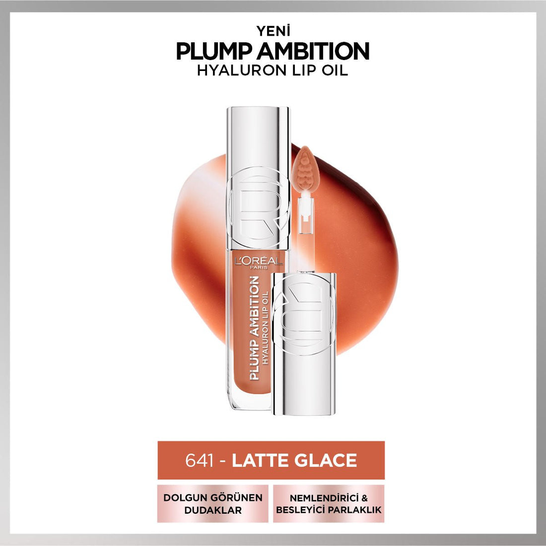 Loreal Paris Plump Ambition Hyaluron Lip Oil Besleyici ve Nemlendirici Dudak Parlatıcısı - 641 Latte Glace - Melori