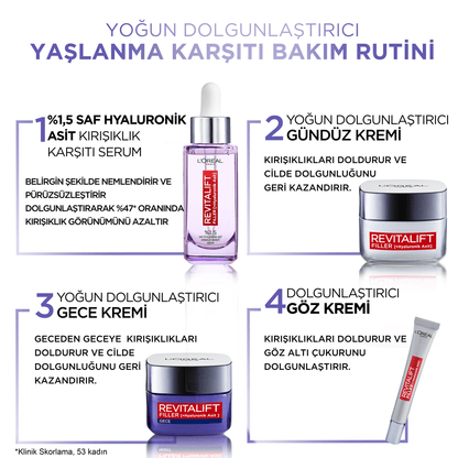 Loreal Paris Revitalift Filler Yoğun Dolgunlaştırıcı Yaşlanma Karşıtı Gece Kremi 50ml - Hyaluronik Asit - Melori