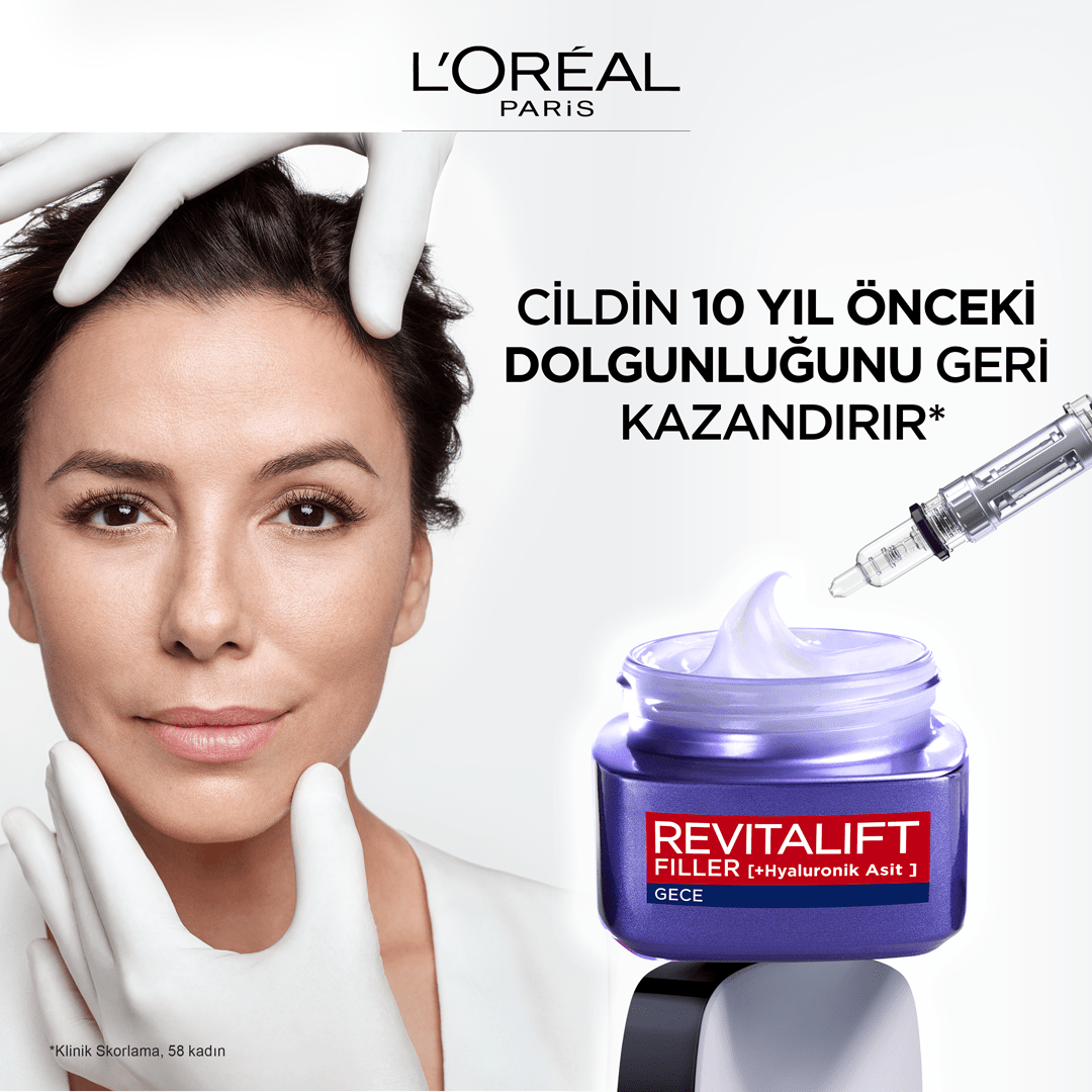 Loreal Paris Revitalift Filler Yoğun Dolgunlaştırıcı Yaşlanma Karşıtı Gece Kremi 50ml - Hyaluronik Asit - Melori