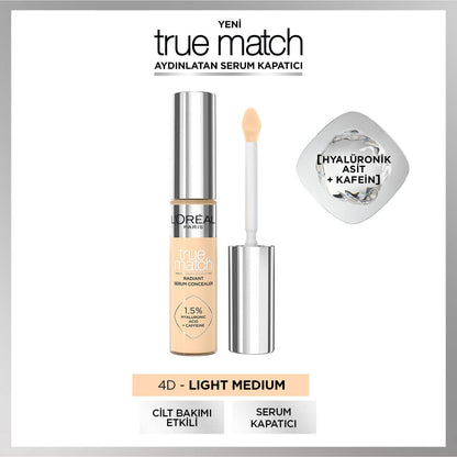 Loreal Paris True Match Aydınlatan Serum Kapatıcı - 4D Light Medium 11 ml - Melori