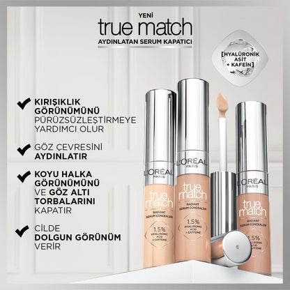 Loreal Paris True Match Aydınlatan Serum Kapatıcı - 4D Light Medium 11 ml - Melori