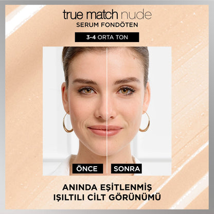 Loreal Paris True Match Nude Fondöten Serum 3 - 4 Light Medium - Melori