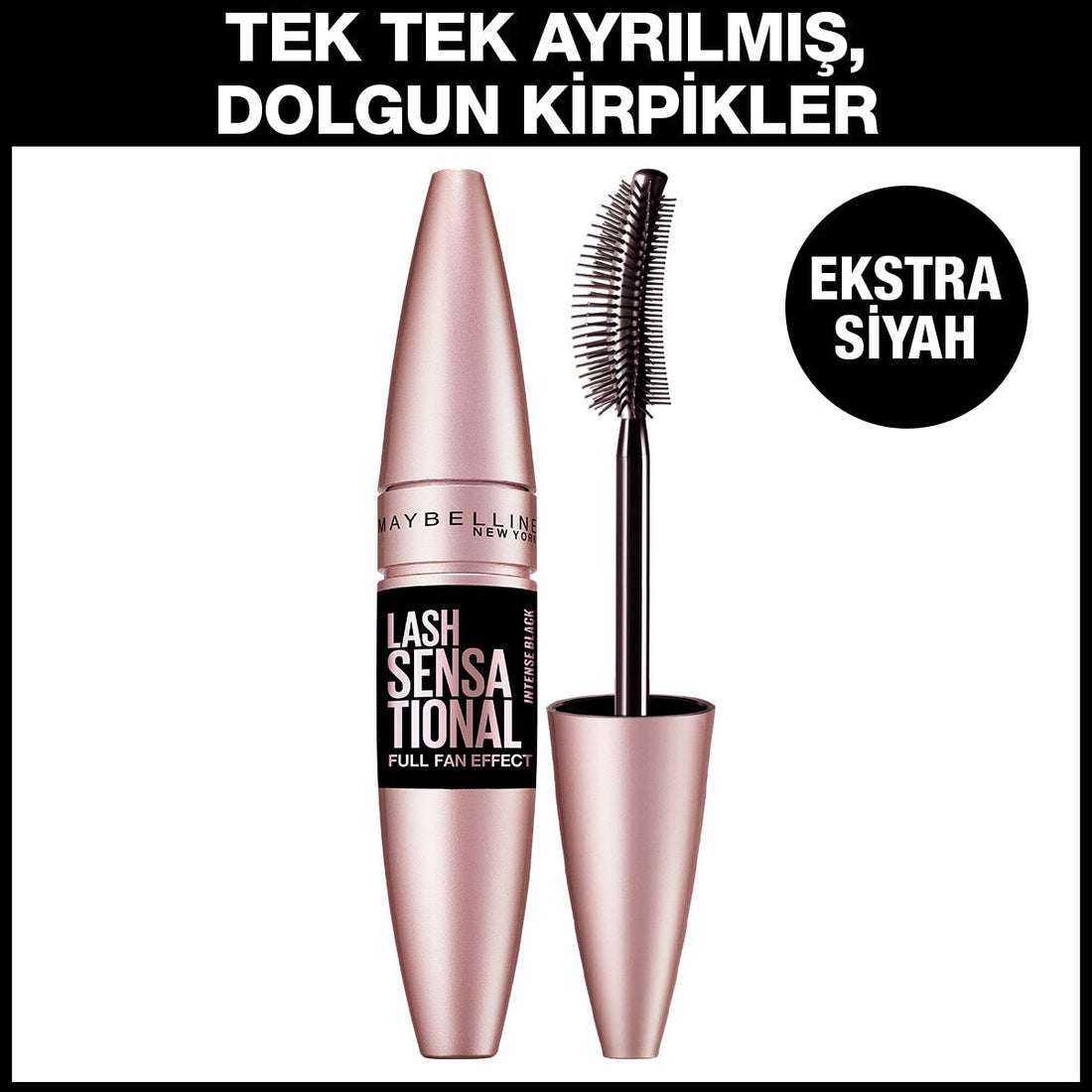 Maybelline New York Lash Sensational Yelpaze Etkili Intense Black Maskara - Ekstra Siyah - Melori