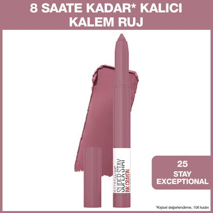 Maybelline New York Super Stay Ink Crayon Kalem Mat Ruj - 25 Stay Exceptional - Melori