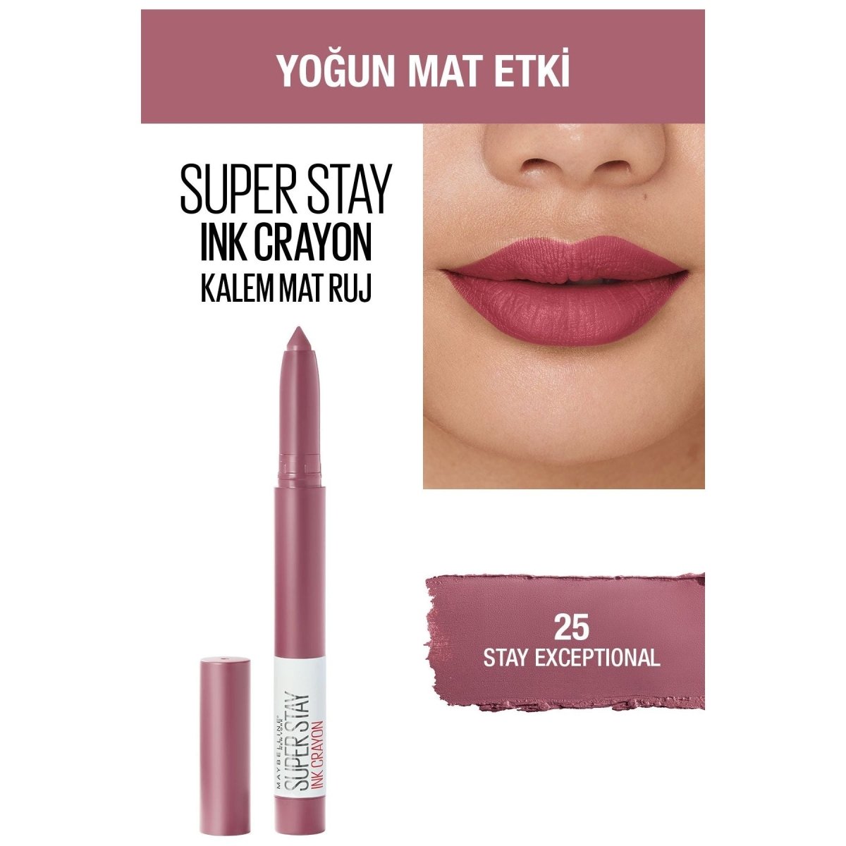 Maybelline New York Super Stay Ink Crayon Kalem Mat Ruj - 25 Stay Exceptional - Melori
