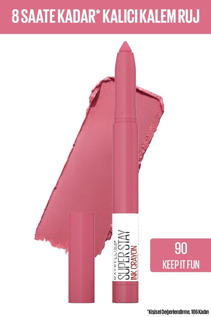 Maybelline New York Super Stay Ink Crayon Kalem Mat Ruj - 90 Keep it fun - Melori
