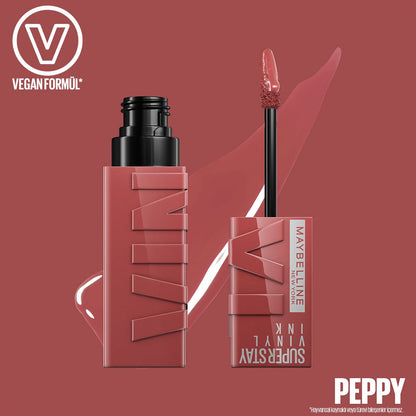Maybelline New York Super Stay Vinyl Ink Uzun Süre Kalıcı Likit Parlak Ruj 115 Peppy - Melori