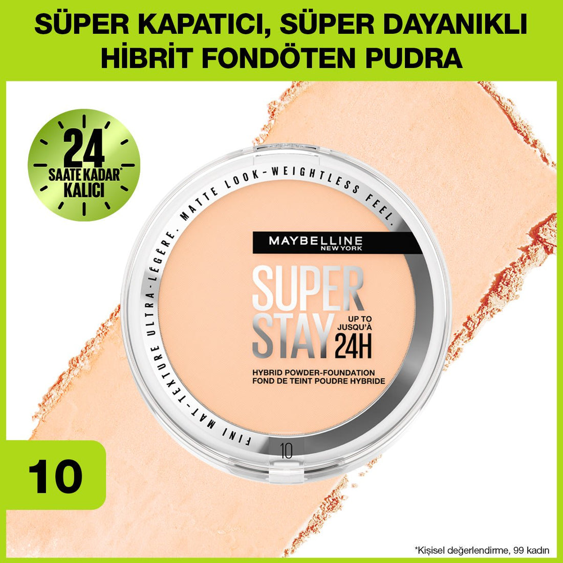 Maybelline New York Superstay Hibrit Pudra - Fondöten - 10 - Melori