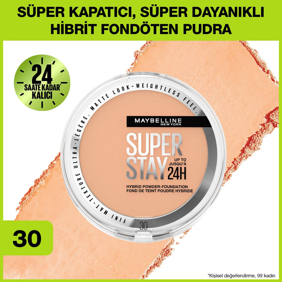 Maybelline New York Superstay Hibrit Pudra - Fondöten - 30 - Melori