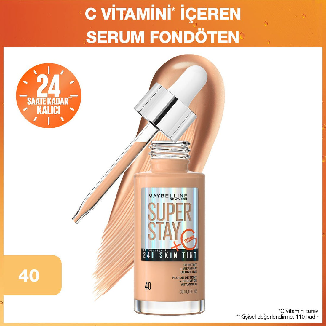 Maybelline Super Stay Skin Tint Fondöten - 40 - Melori